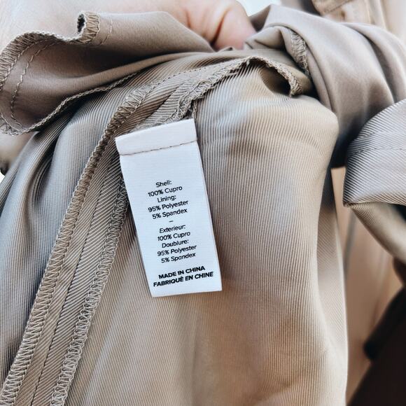 Cinq a Sept Aziza Duster Coat Silky Trech Long Tan Camel Jacket Satin XS Small - Picture 12 of 13